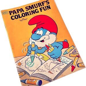 Happy House 1983 Papa Smurf‎ Coloring Book 48 Pages Vintage Cartoon Character